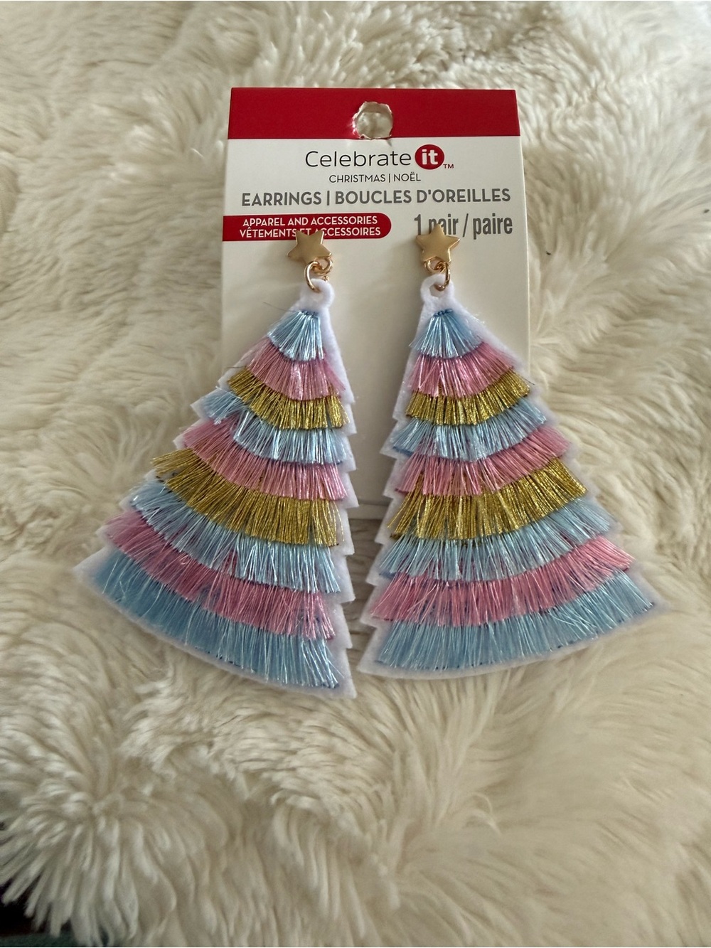 Celebrate It- Layered Tassel pastel Christmas Tree Earrings
